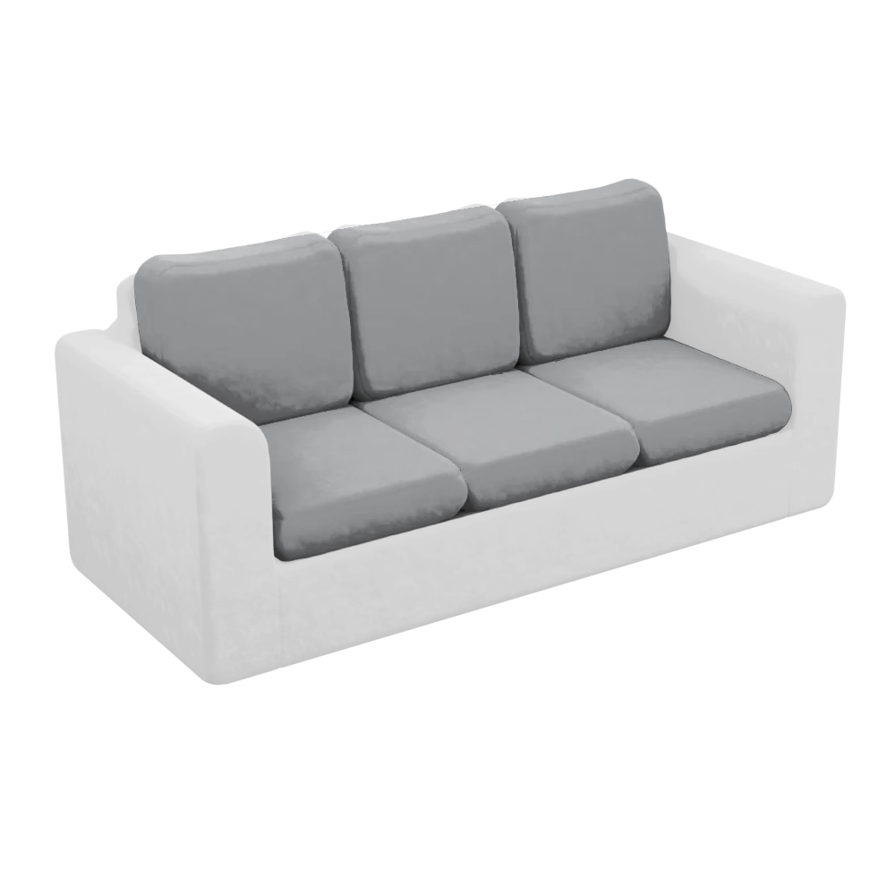 Cushion covers on a sofa's seat and back cushions